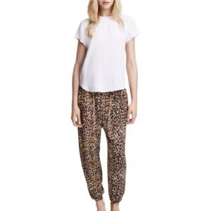 H&M Basic Leopard Print Harem Jogger Lounge  Pants Size Small Brown Cream